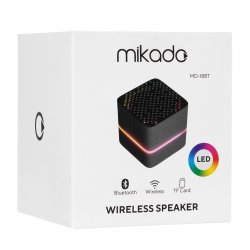 Mikado MD-18BT Siyah DC 5V/USB TF Kartlı Bluetoothlu Led Işklı Şarjlı Speaker Hoparlör