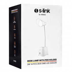 S-link SL-M9052 Pembe 14 Ledli 3V 500mAh Kalemlikli Masa Lambası